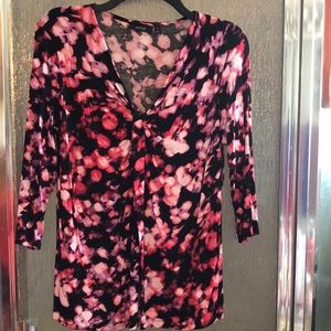 Apt 9 pink, violet, coral and black blouse